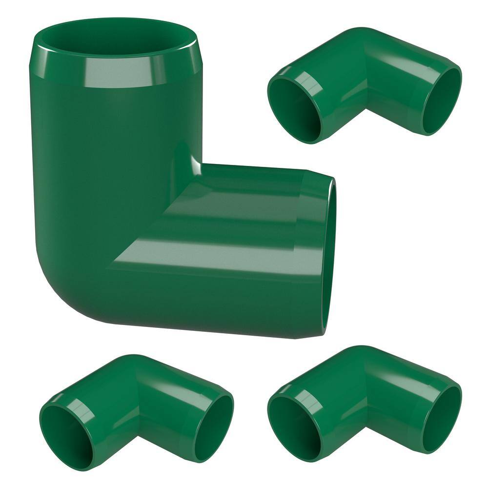 Formufit 1 in. Furniture Grade PVC 90-Degree Elbow in Green (4-Pack ...