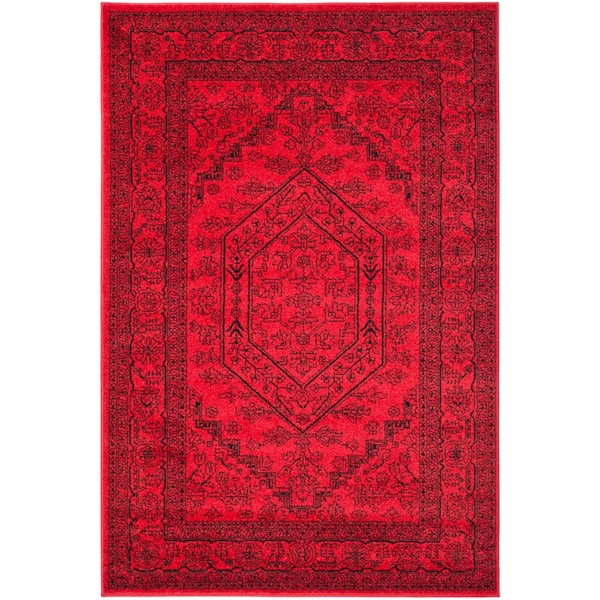 Adirondack Red/Black 5 ft. x 8 ft. Border Medallion Area Rug