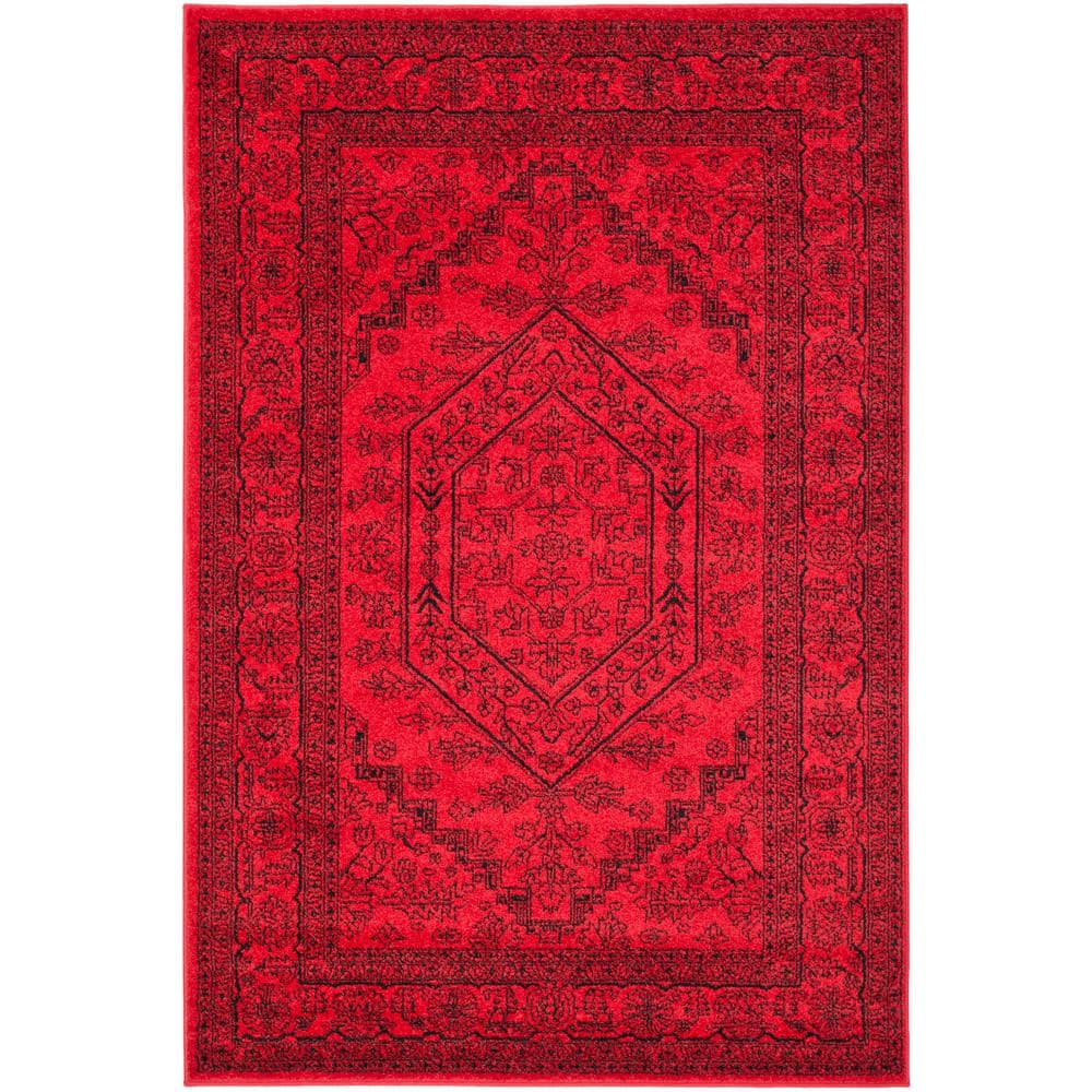 SAFAVIEH Adirondack Red/Black 6 ft. x 9 ft. Border Medallion Area