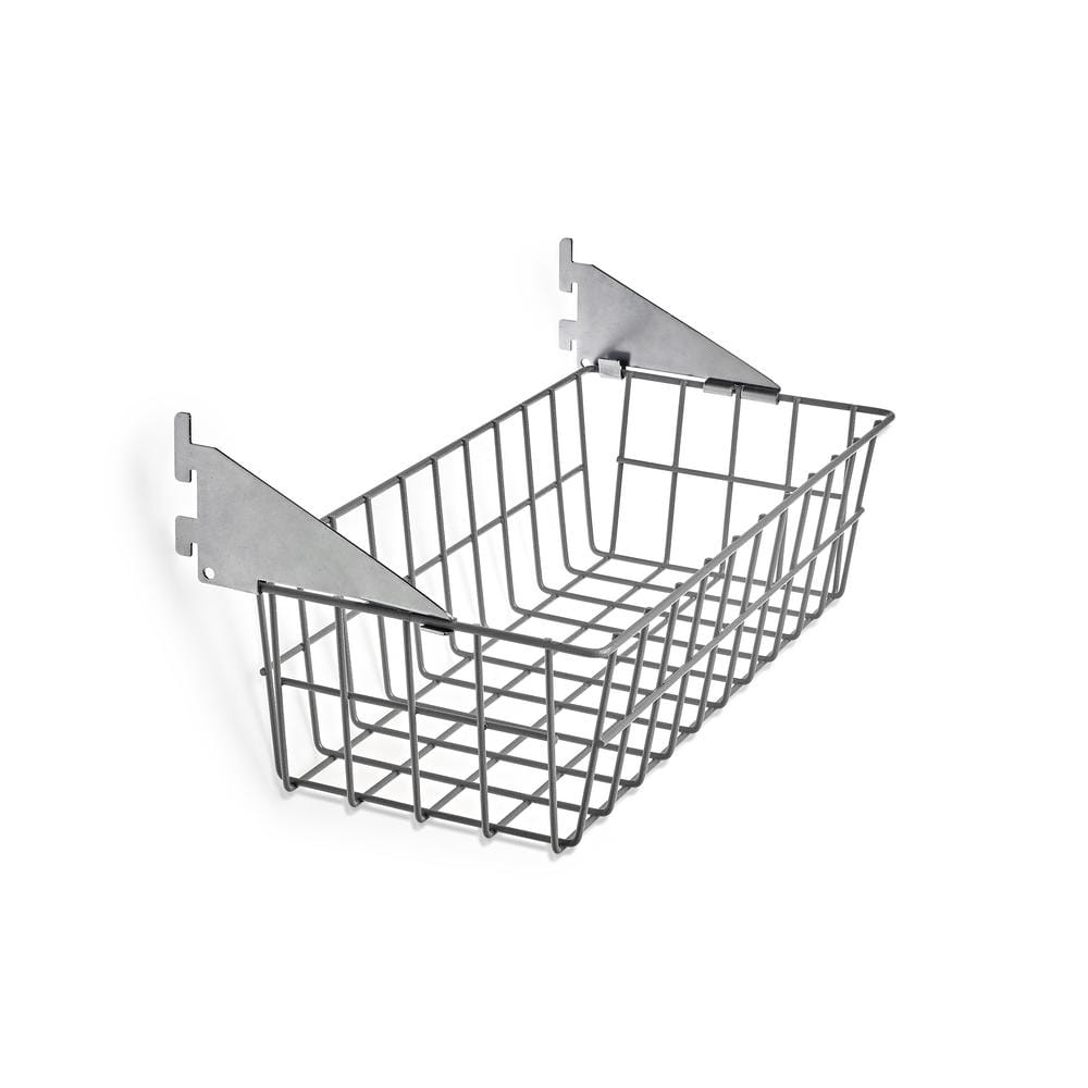 Storability 15 in. W x 4 in. H x 6-1/2 in. D Gray Epoxy Coated Steel Wire Basket with Lock-On Hanging Brackets price history on PriceWatchPro