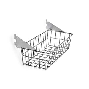 Storability 15 in. W x 4 in. H x 6-1/2 in. D Gray Epoxy Coated Steel Wire Basket with Lock-On Hanging Brackets
