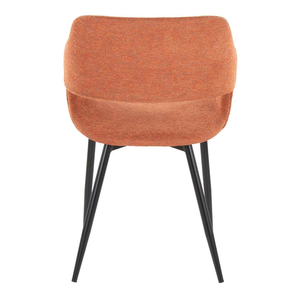 Contemporary Orange Faux Leather Dining Chairs with Black Metal Legs, Set of 2