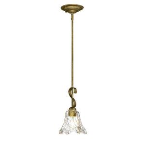 Chatsworth Collection 1-Light Vintage Gold Mini-Pendant with Clear Glass