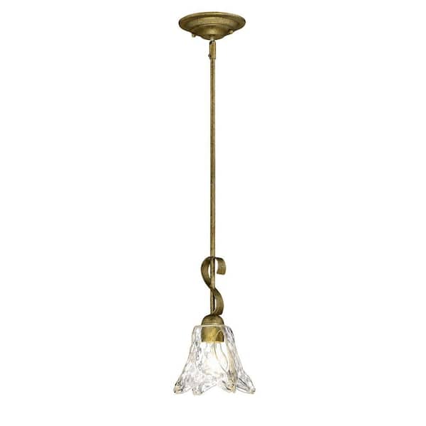Millennium Lighting Chatsworth Collection 1-Light Vintage Gold Mini-Pendant with Clear Glass