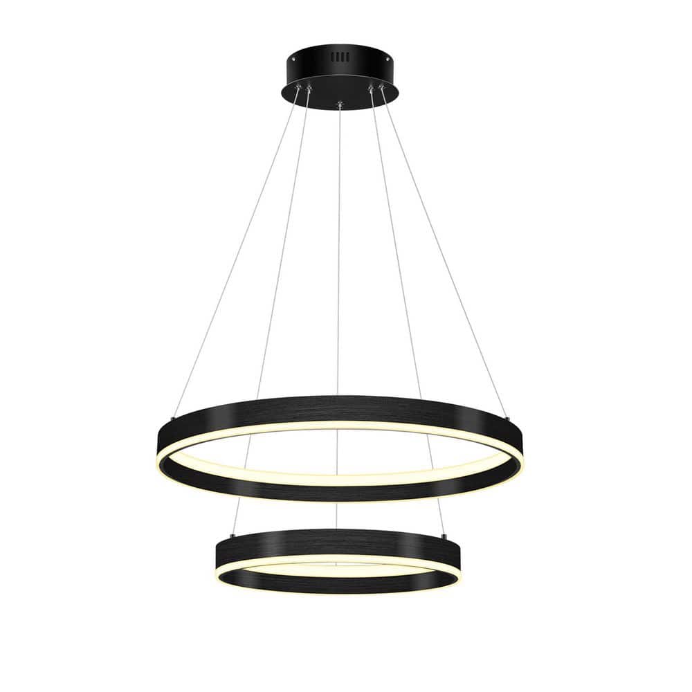 2 Light Dimmable Integrated LED Black Modern Circular Chandelier for Kitche