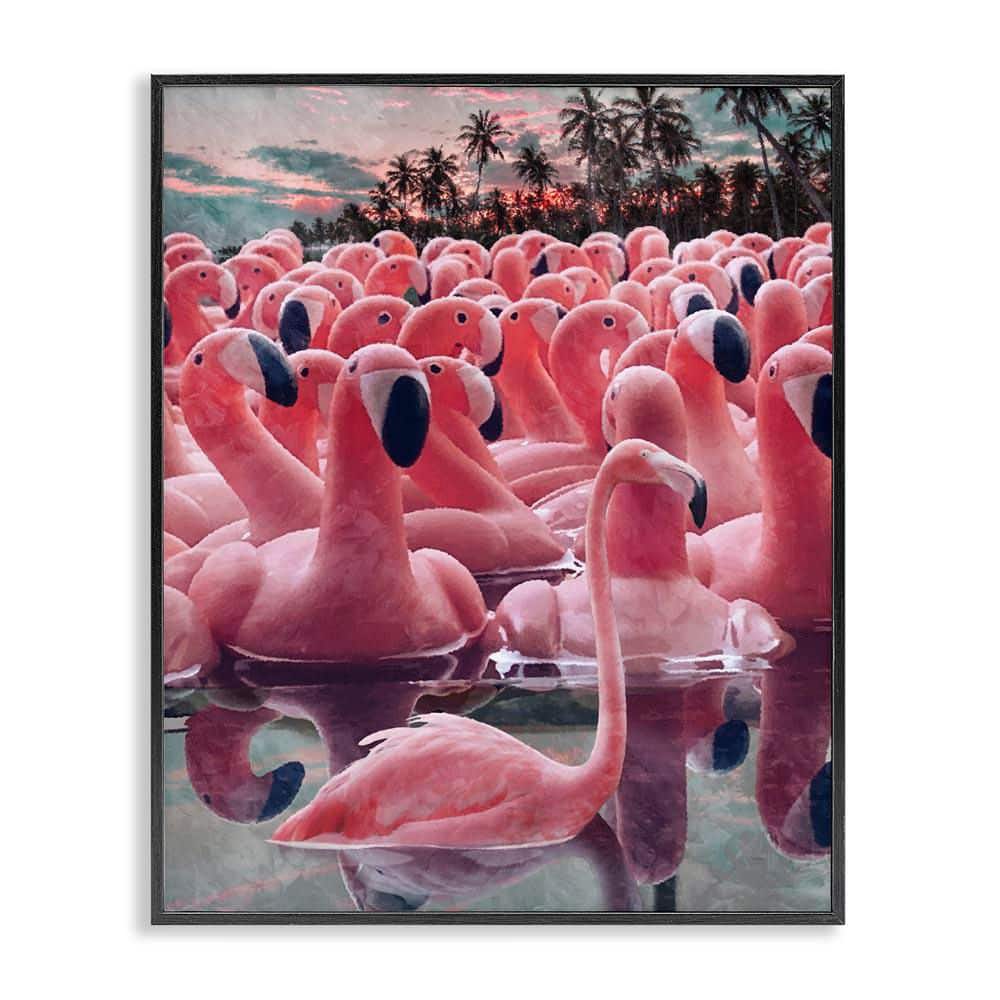 Flamingo Among Floats by Ziwei Li Black Framed Coastal Giclee Art Print 30 in. x 24 in. price history on PriceWatchPro