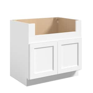 36 in. W x 24 in. D x 34.5 in. H in Shaker White Plywood Ready to Assemble Farm Sink Base Cabinet with 2 Doors