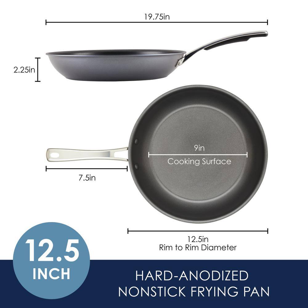 12.5-Inch Black Aluminum Nonstick Frying Pan with Ceramic Coating
