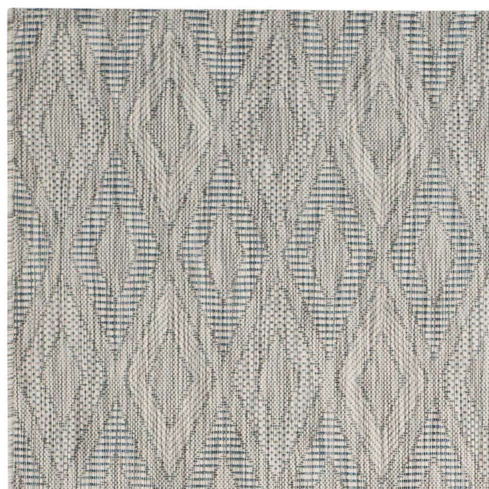 Subtle Diamond Aqua Grey 59" Synthetic Indoor/Outdoor Rug