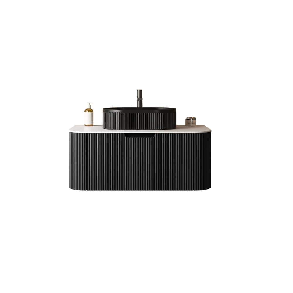 36 in. W x 19 in. D x 20 in. H Floating Bath Vanity in Black with White Sintered Stone Top price history on PriceWatchPro
