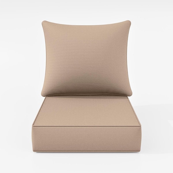 24 in. x 24 in. Deep Seat Outdoor Lounge Cushion with Backrest, Premium Waterproof Patio Furniture Cushions Sand