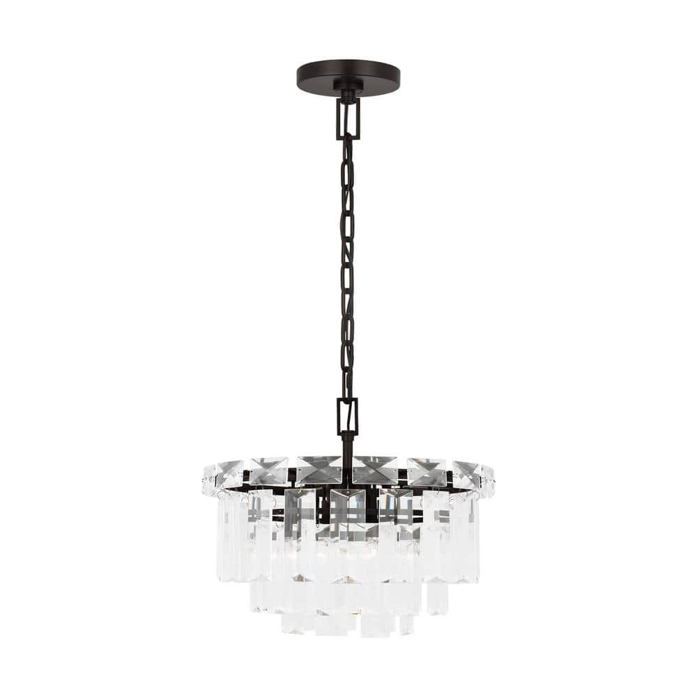 Aged Iron Mini Crystal 4-Light Candle Chandelier