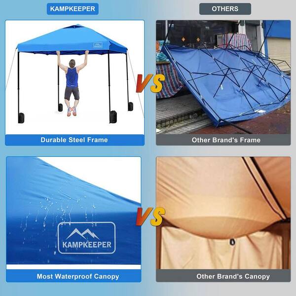 10 ft. x 10 ft. Sky Blue Waterproof Pop-Up Canopy Tent with 3