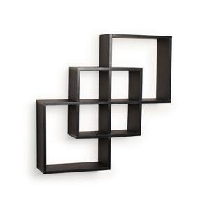 Contempo 23.5 in. W x 23.5 in. H Black Laminated MDF Intersecting Squares Decorative Wall Shelf