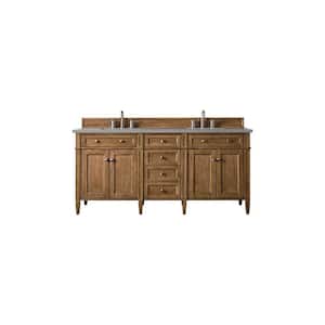 Brittany 72.0 in. W x 23.5 in. D x 34 in. H Bathroom Vanity in Saddle Brown with Grey Expo Quartz Top