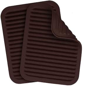 2-Pack (9 in. x 12 in.) Silicone Trivets for Hot Pots and Pans - Dark Mahogany