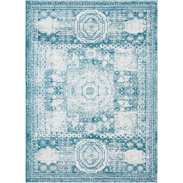Unique Loom Bromley Wells Turquoise 8' 0 x 11' 0 Area Rug