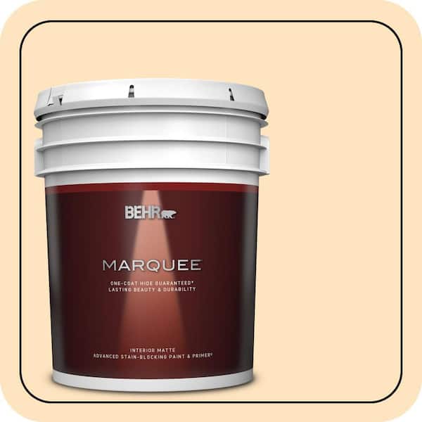 BEHR MARQUEE 5 gal. #320C-2 Cream Yellow Matte Interior Paint & Primer