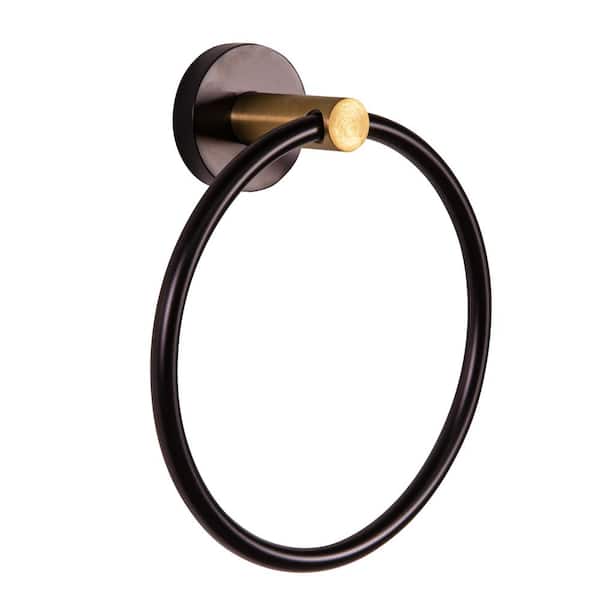 Kelton Wall Mounted Towel Ring in Matte Black/Gold