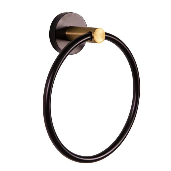 Design House Kelton Wall Mounted Towel Ring in Matte Black and Satin