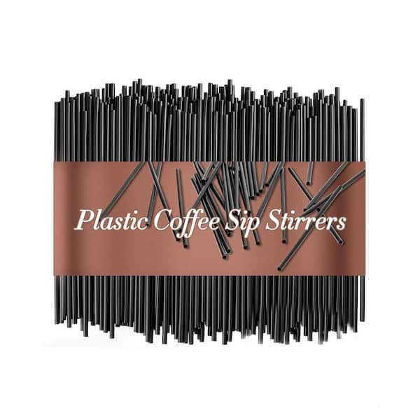 Black Disposable Plastic Drink Stirrer Sticks 5 in. Cocktail Straws Coffee Milk Juice (600 Per Case)