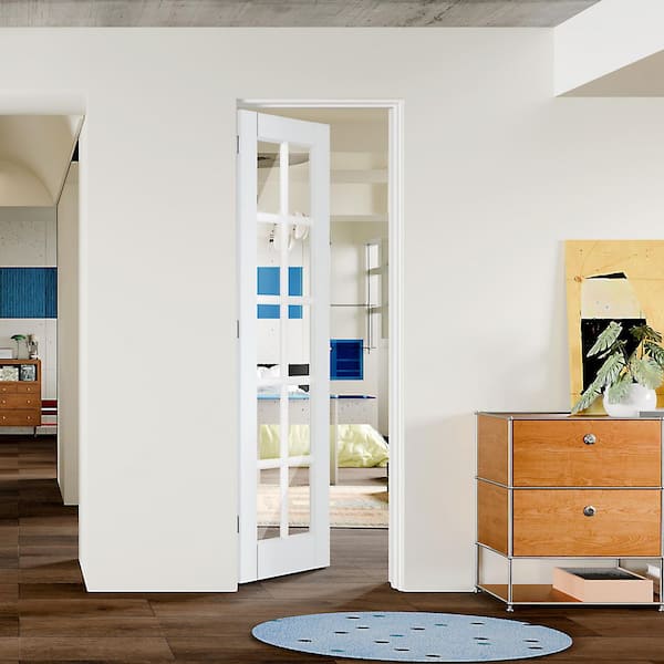 30 in. x 80 in. 10 Lite, Clear Glass, White Primed, MDF Prehung Interior Door Left-Handed Door Jamb and Hardware Kit