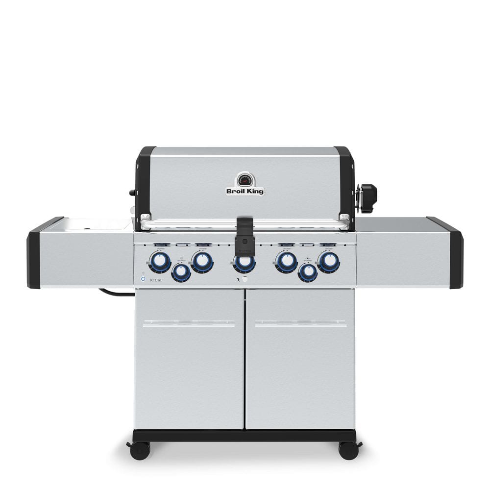 Regal S 590 Pro 5-Burner Natural Gas Grill in Stainless Steel with Side Burner and Rear Rotisserie Burner