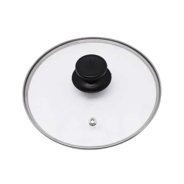 1 Piece Round Tempered Glass Universal Pan Lid with Stainless Steel Rim Heat Resistant Handle Dishwasher Safe