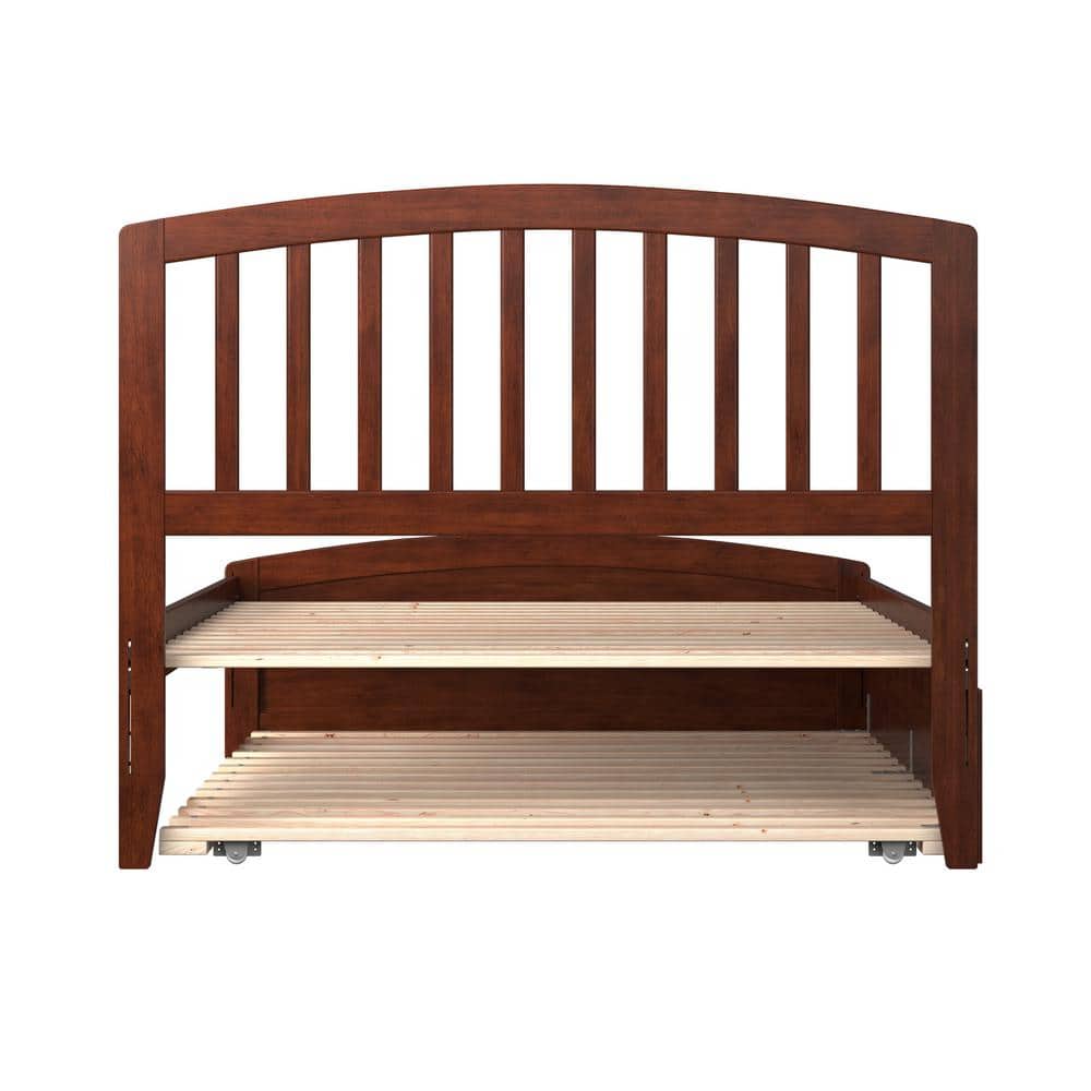Richmond Walnut Full Platform Bed with Trundle and Slatted Headboard