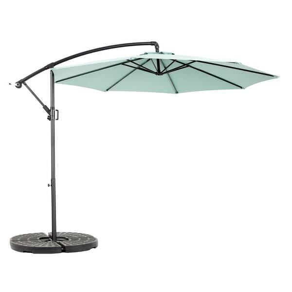 10 ft. Cantilever Patio Umbrella Offset Hanging Umbrella Without Base in Light Green