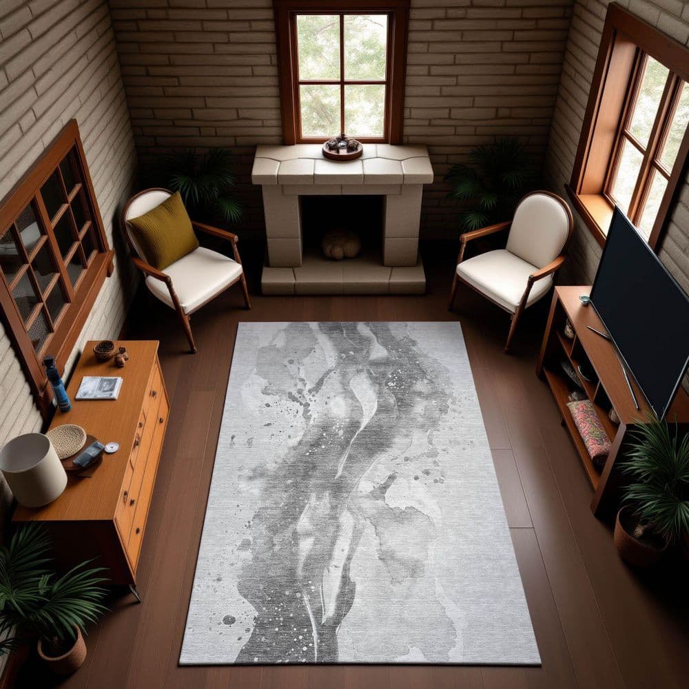 Mayfield Premium Machine Washable Abstract AMF1523 Gray 8 ft. x 10 ft. Area Rug price history on PriceWatchPro