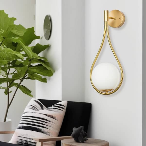 YANSUN 7.87 in. 1-Light Mid-Century Water Drop Design Gold