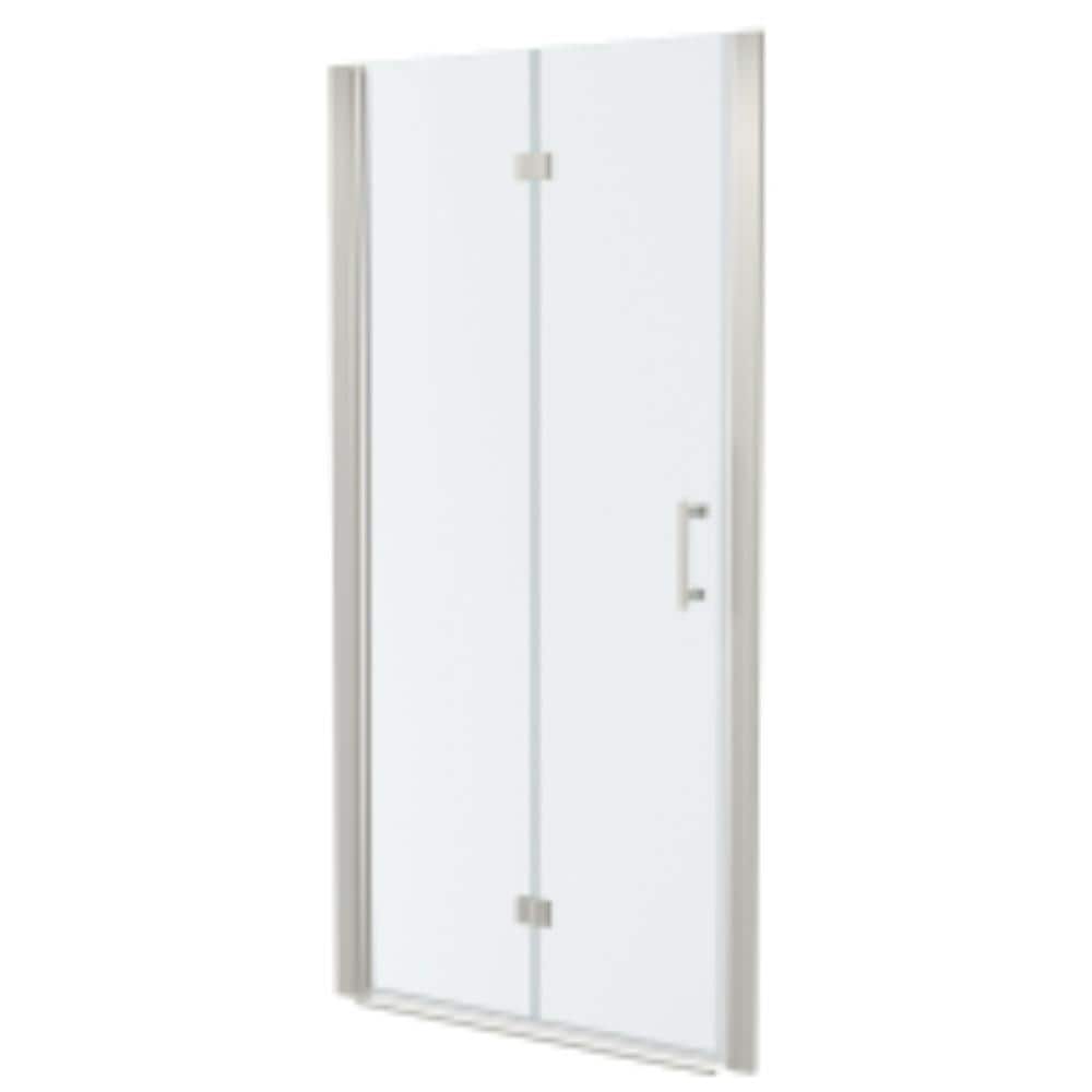 "36""W x 72""H Frameless Fold Pivot Shower Door, 6mm Tempered Clear Glass, Brushed Silver Finish Hardware" price history on PriceWatchPro