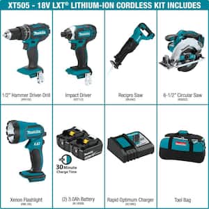 18V LXT Lithium-Ion Cordless Combo Kit (5-Tool) and 18V LXT Variable Speed Jigsaw with bonus 18V LXT Compact Recipro Saw