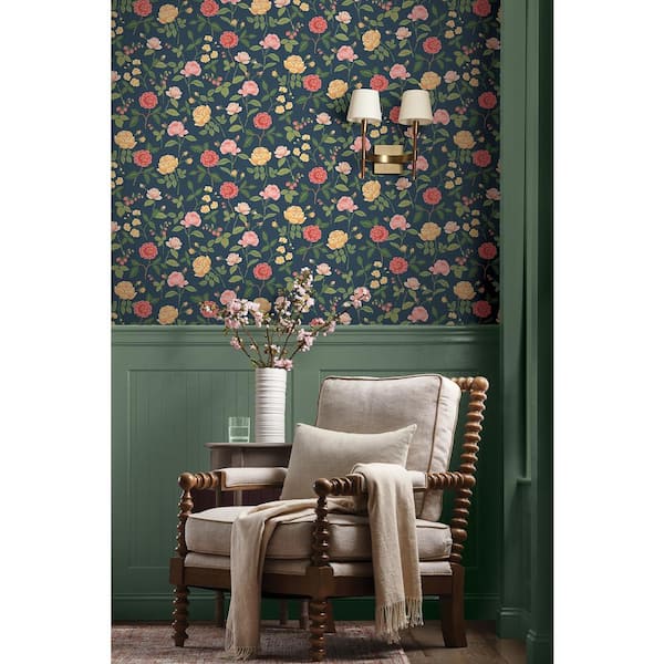 Roses Navy Blue Matte Non-Pasted Wallpaper