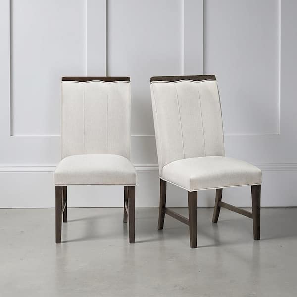 Thea Beige Textured Fabric Upholstered Dining Side Chair (Set of 2)