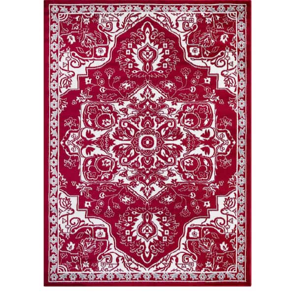 Concord Global Trading Jefferson Collection Vintage Medallion Red 7 ft. x 9 ft. Area Rug