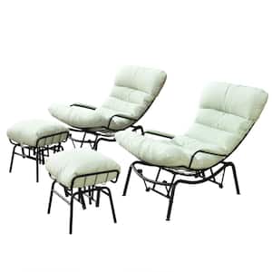 Beauty Metal Outdoor Patio Outdoor Rocking Chair with Light Green Cushions (4-Piece)