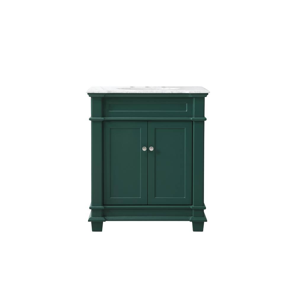Simply Living 30 in. Single Bathroom Vanity in Green with Marble Vanity Top