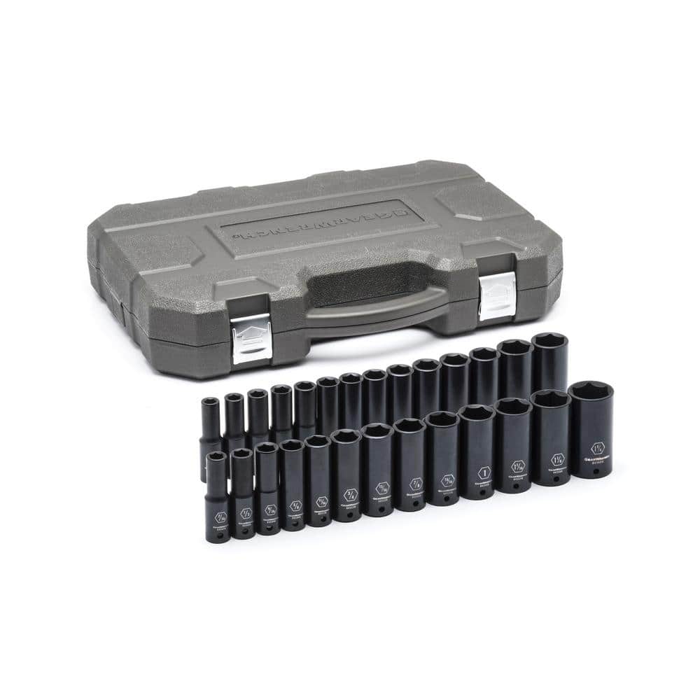 GEARWRENCH 1/2 in. Drive 6-Point SAE/Metric Deep Impact Socket Set  (27-Piece) 84949N - The Home Depot