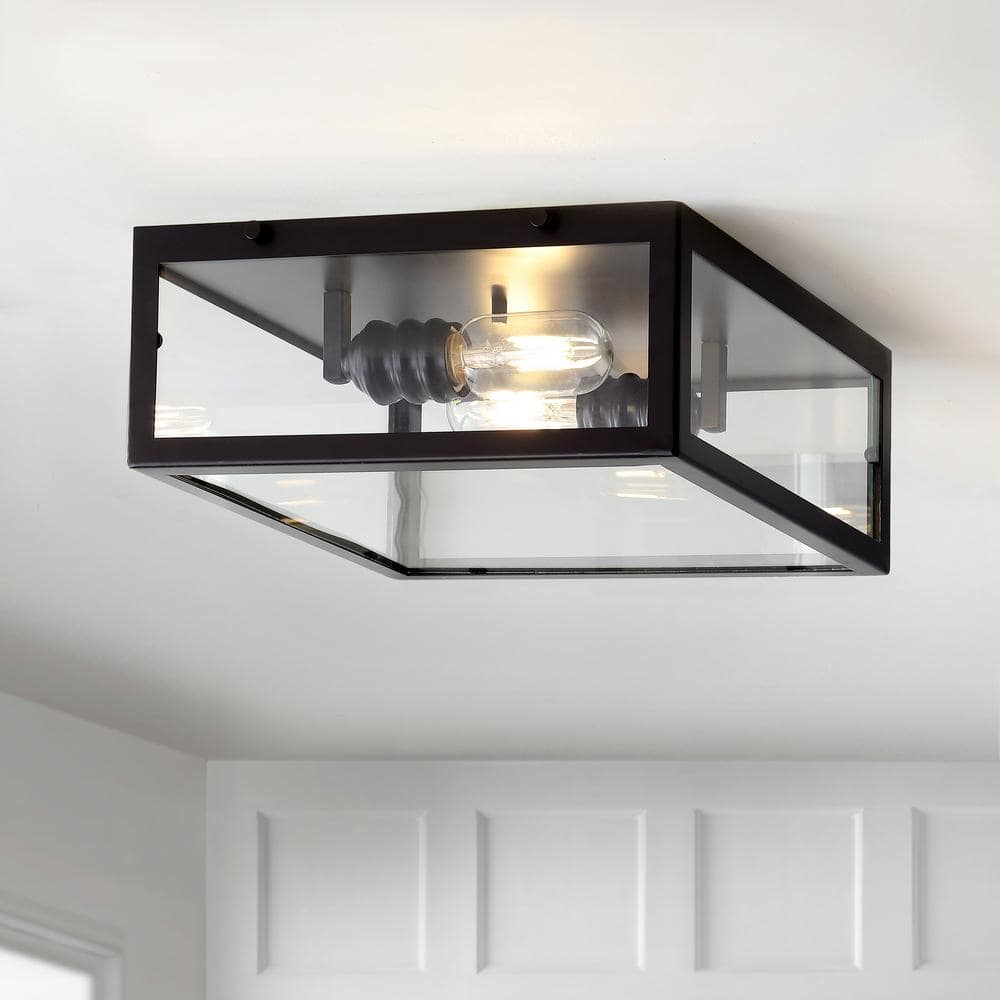 Grayson 12" Oil Rubbed Bronze and Clear Glass LED Flush Mount