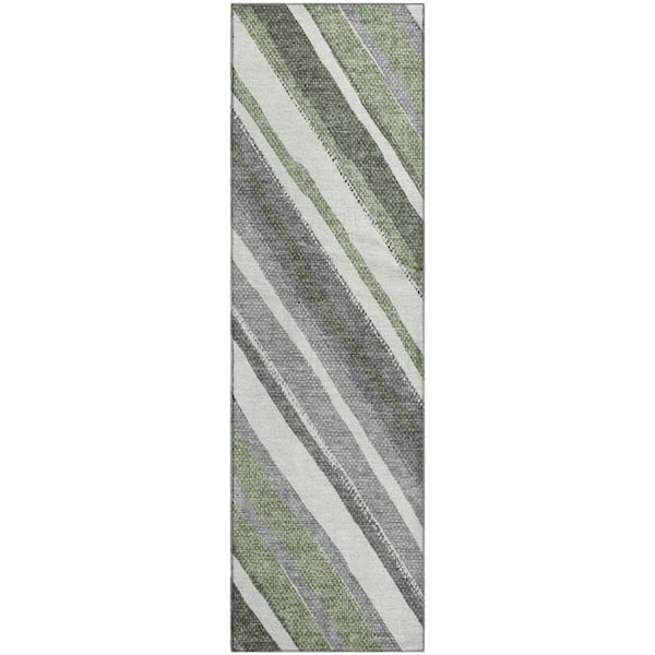 Mayfield Premium Machine Washable Abstract AMF2282 Fern 2 ft. x 7 ft. Runner Rug