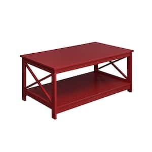 Oxford 40 in. Cranberry Red Medium Rectangle Wood Coffee Table with Shelf