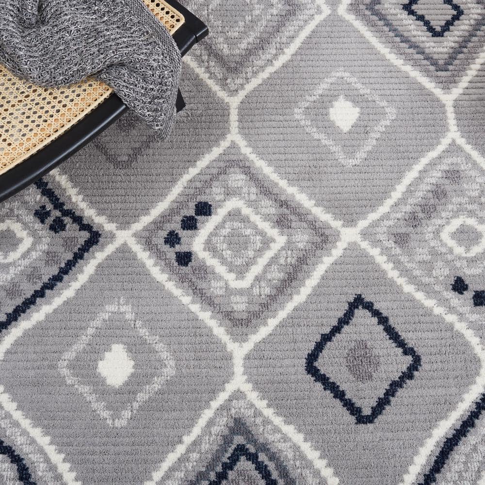 Marrakesh Gray and Light Gray 8' x 10' Wool Area Rug