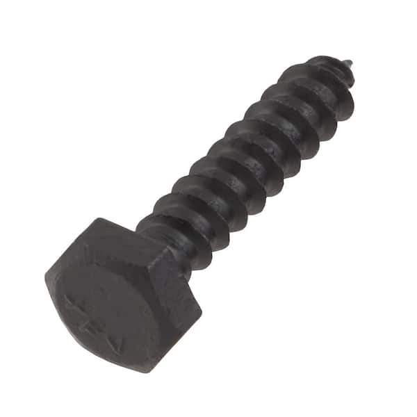 DECKMATE 1/4 in. x 1-1/4 in. Black Exterior Hex Head Lag Screw 868366 ...