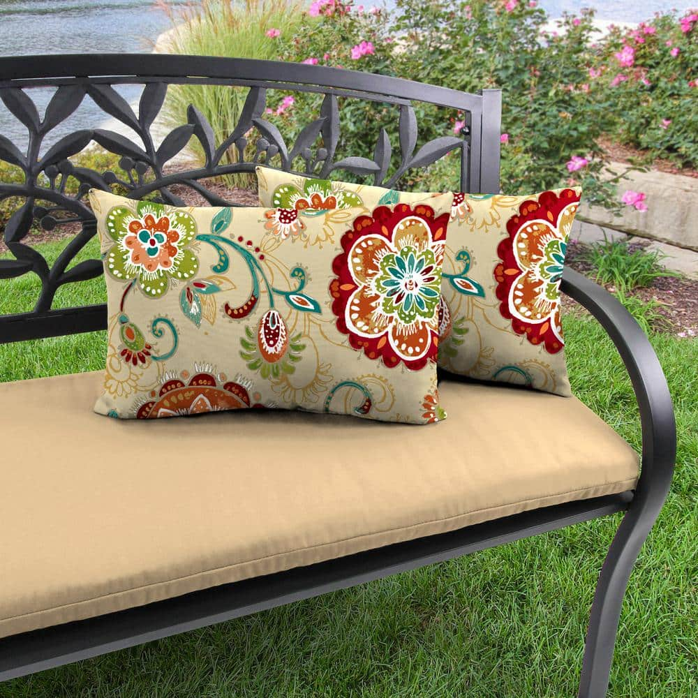 Jordan Manufacturing 18 in. L x 12 in. W x 4 in. T Outdoor Lumbar Throw Pillow in Fanfare Sonoma 2 Pack 9965PK2 6633D The Home Depot