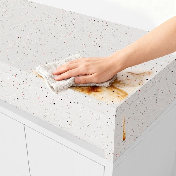 Homsee White Terrazzo-Look Wood Top 112.6 in. Kitchen Island with