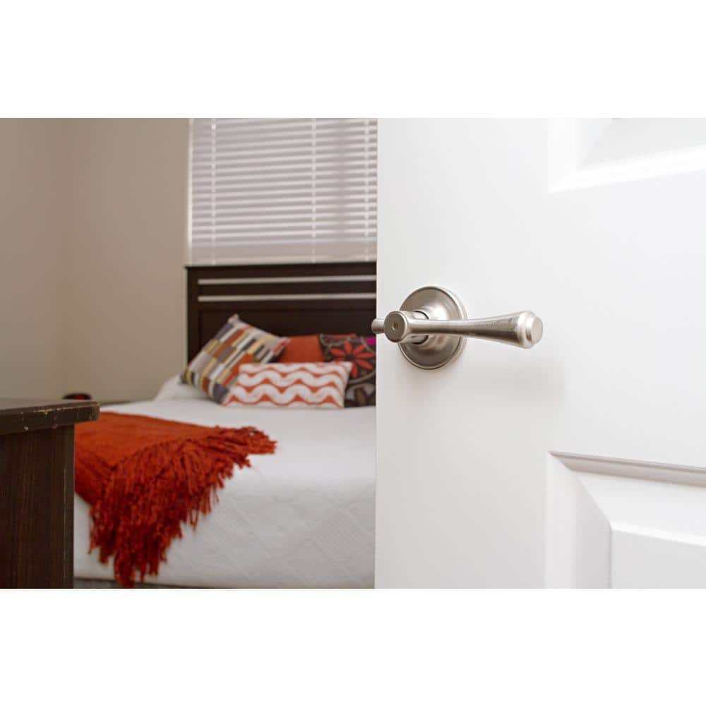 Satin Nickel Straight Lever Privacy Door Handle
