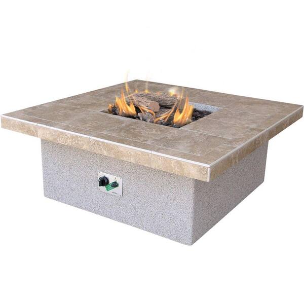 Cal Flame Stucco and Tile Square Propane Gas Fire Pit