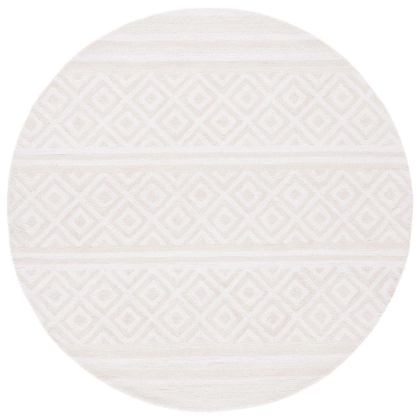 Capri 6 ft. x 6 ft. Ivory/Beige Diamond Striped Round Area Rug